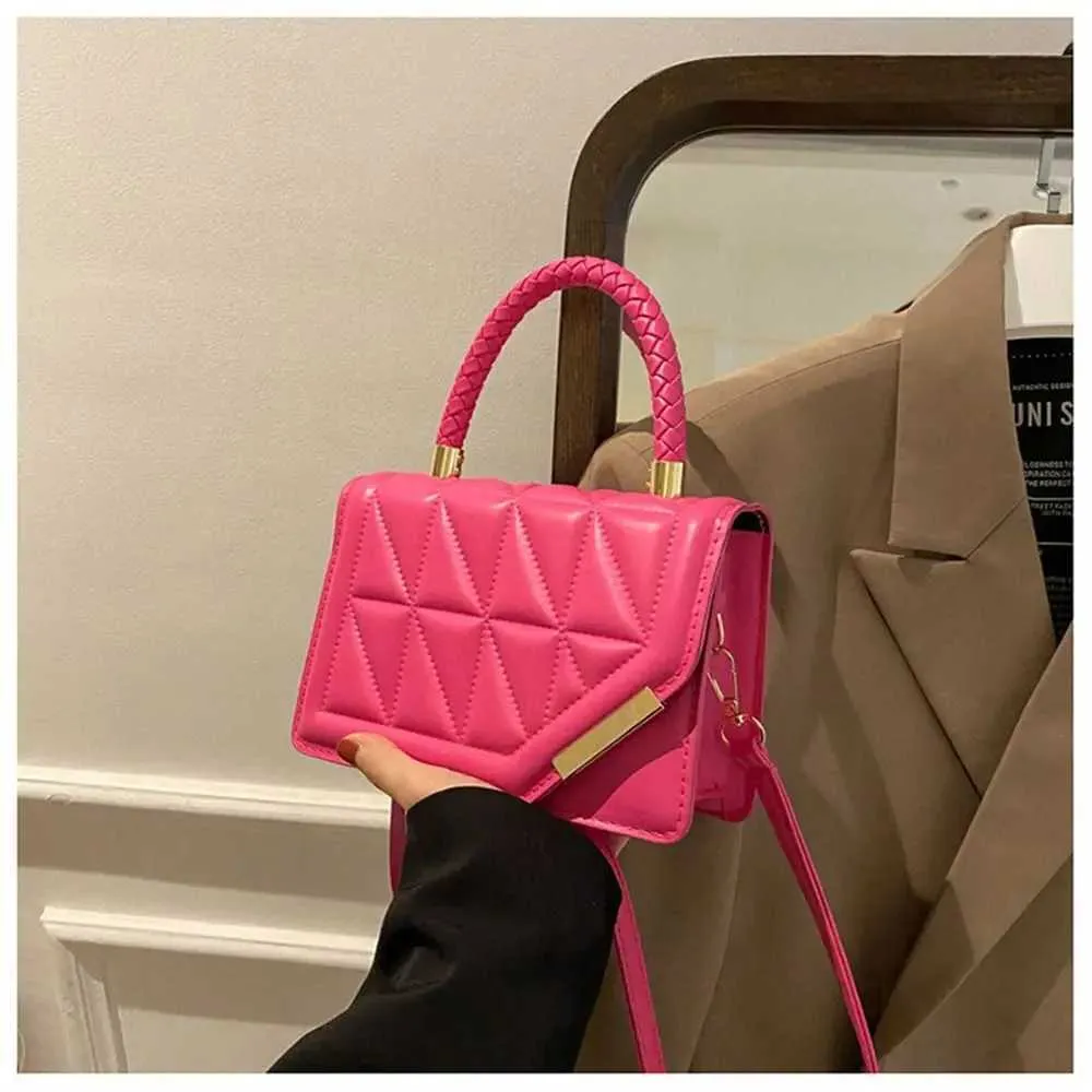 Mode PU Leder Plaid Messenger Schulter Tasche Damen Einfarbig Handtaschen Freizeit Stilvolle Umhängetaschen Für_voghion.com
