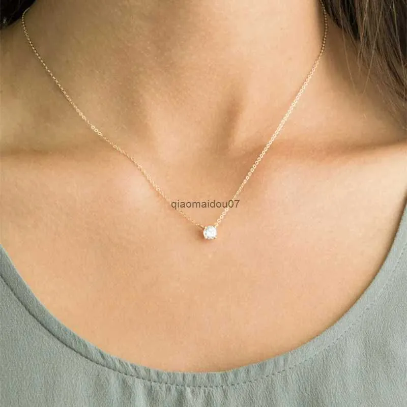 Kolye Kolyeler Parlak Zirkon Görünmez Şeffaf İnce Çizgi Basit Choker Kolye Kadın Takı Collana Kolye Bijoux_voghion.com