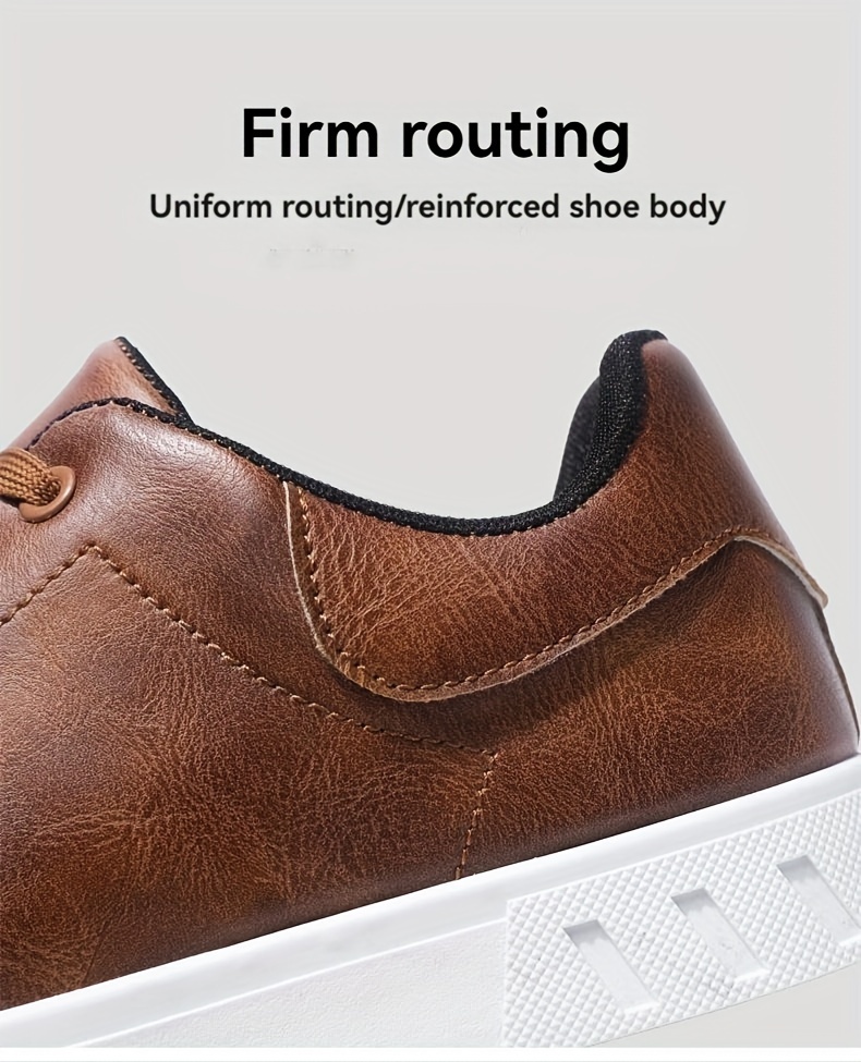 Herren-Skateboardschuh aus PU-Leder mit Schnürung, trendiger, bequemer, leichter Outdoor-Schuh mit rutschfester Sohle zum Gehen und Joggen_voghion.com