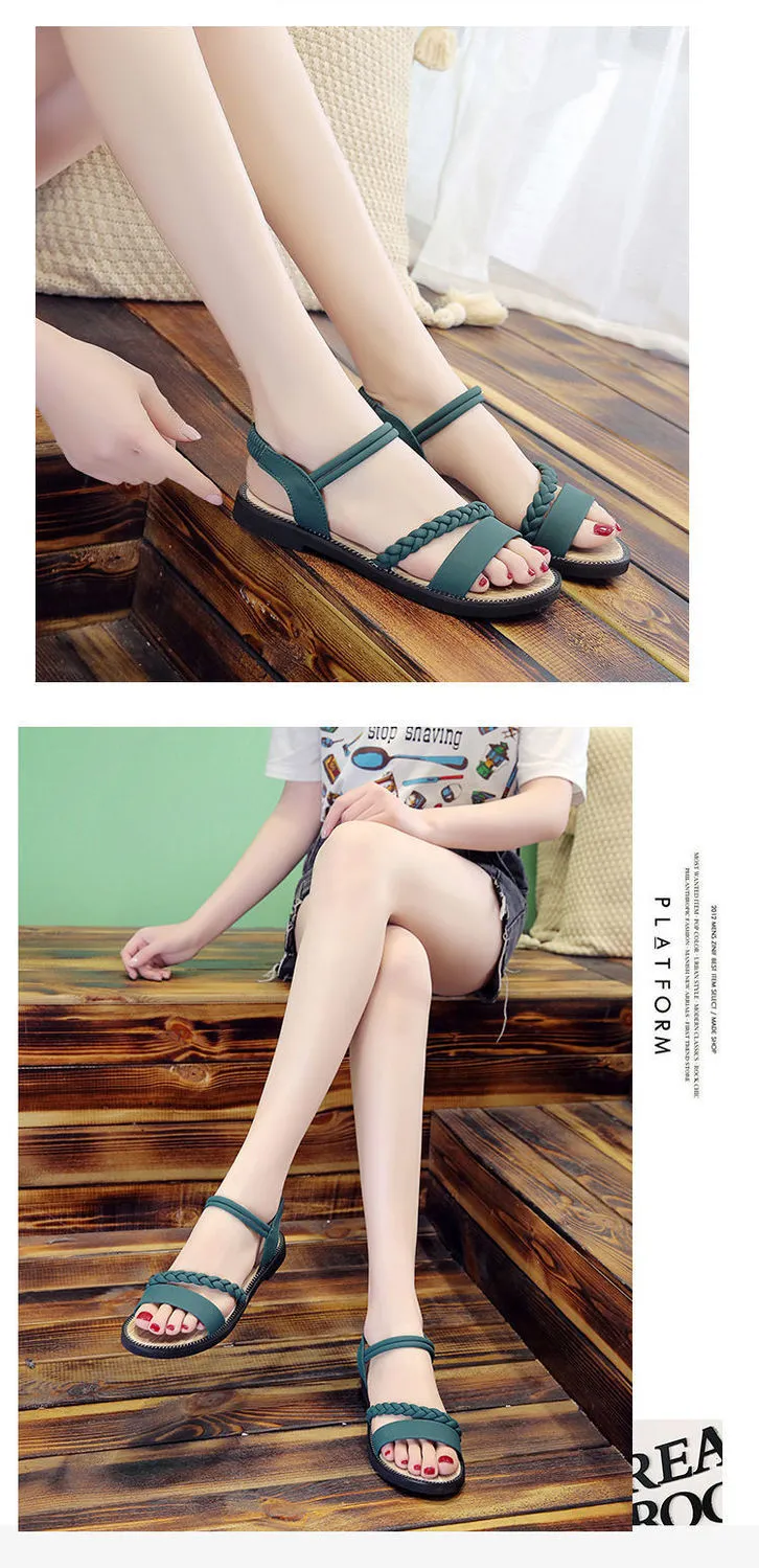 Leichte 2024 Neue und atmungsaktive vielseitige Student Academy Sexy römische flache Schuhe Dicke Sohle Rutschfester Feenstil_voghion.com