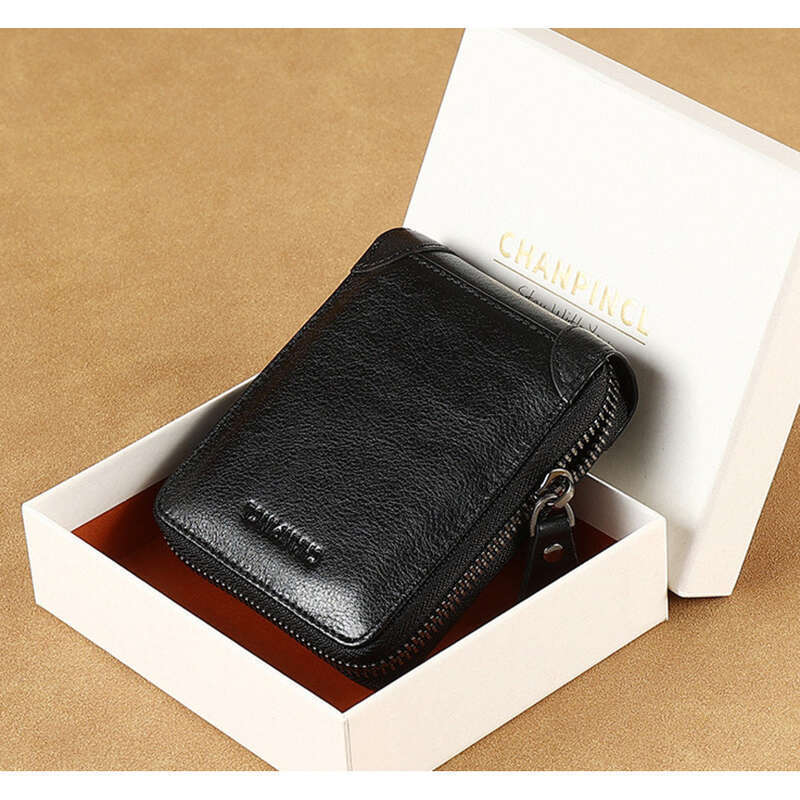 Brand Boxed Men's Head Rindsleder Geldbörse, Reißverschluss Geldbörse, Horizontale Multifunktions Geldbörse_voghion.com