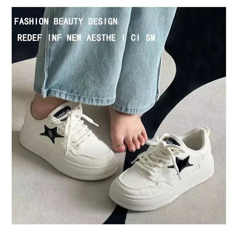 Academy Style Round Head Sponge Cake Thick Sole Casual Small White Fashionable And Comfortable High Height Board Shoes_voghion.com