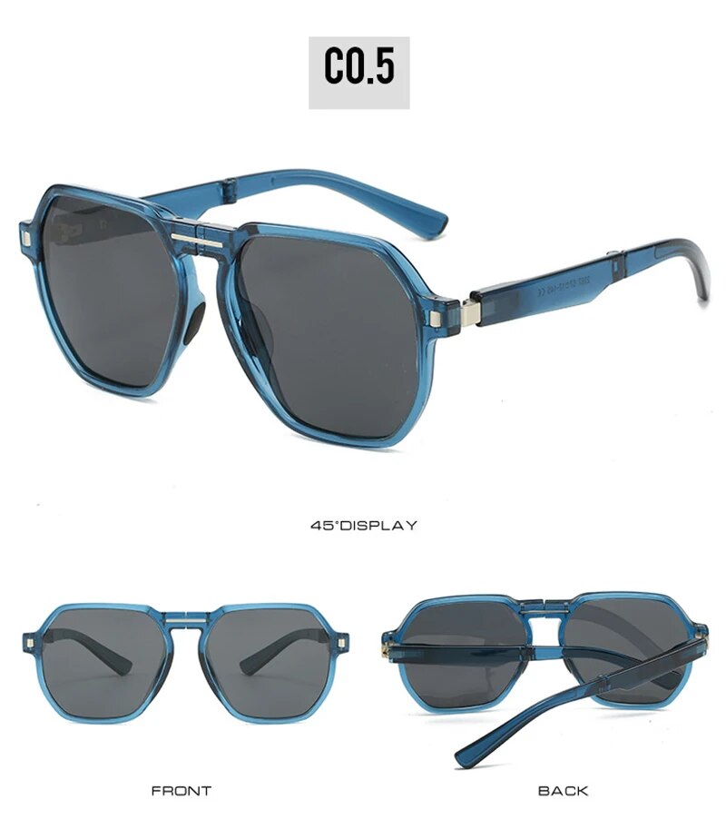 SHAUNA Retro Poligon Kare Kadın Polarize Katlanabilir Güneş Gözlüğü Shad UV400 Ins Popüler Moda Çay Yeşil Erkek Güneş_voghion.com