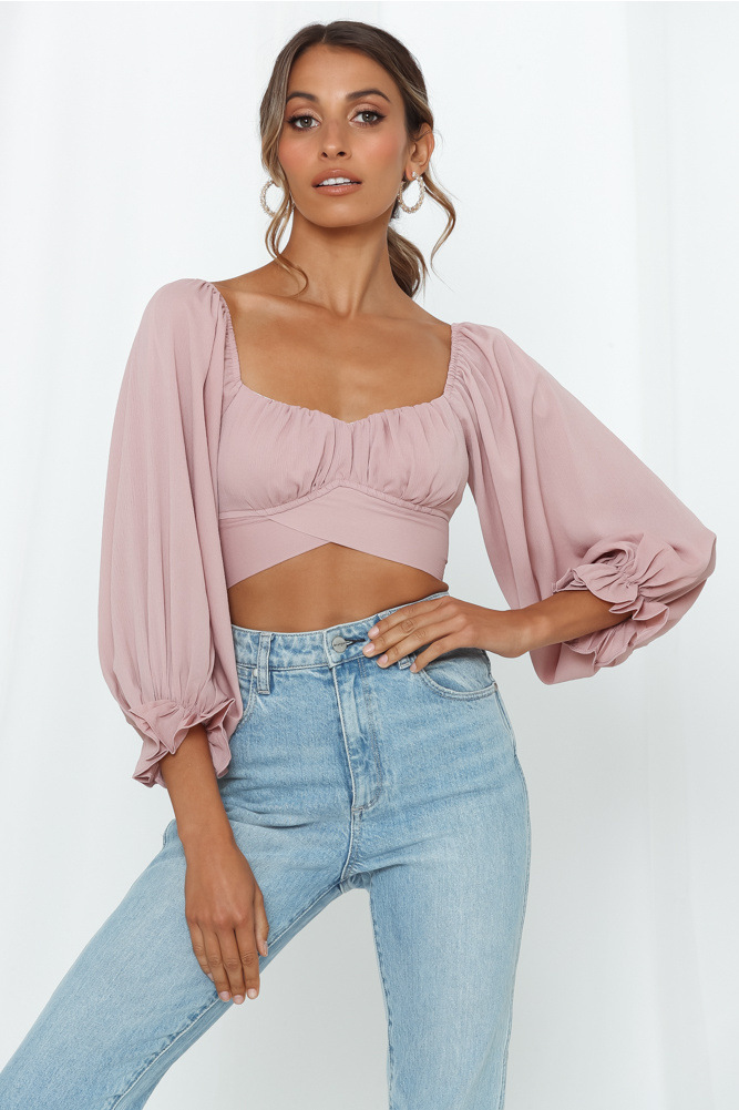 Top crop da donna con spalline e scollo quadrato camicetta estiva_voghion.com