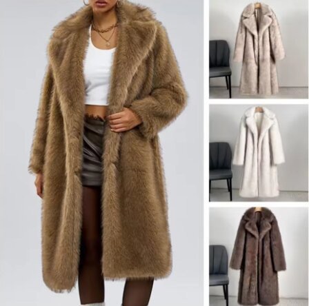 ​​Luxury Faux Fur Coat - Long Plush Suit Collar Coat For Women ( , , , Camel, S-XXL)​​