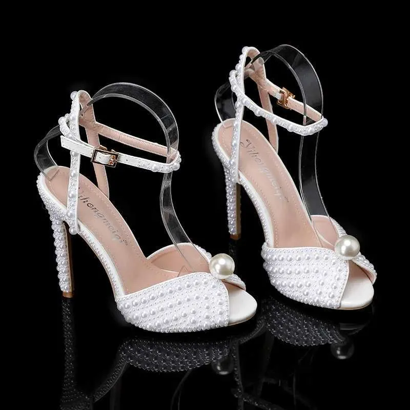 Dress 2023 Sandals Fashion Quality Wedding Shoes Womens New Pearl Studs Open Toe High Heels H240621 16_voghion.com