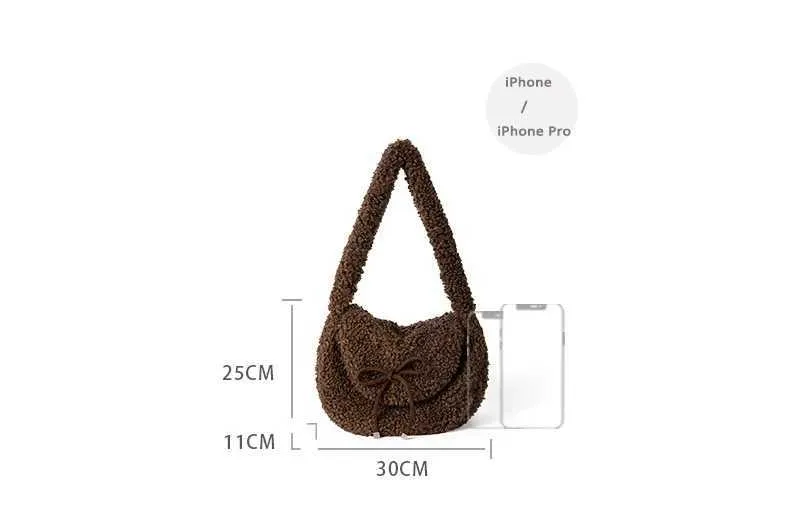 Modische Plüsch-umhängetasche Große Lammfell-handtasche Damen_voghion.com