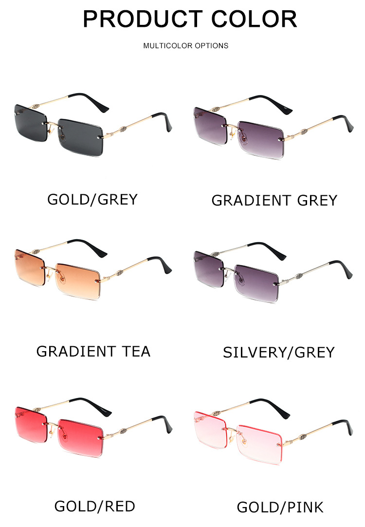 Herenzonnebrillen Eenvoudige frameloze vierkante metalen zonnebril Trendy heren- en damesmode Straatfotografie zonnebrillen Zonnebrillen_voghion.com