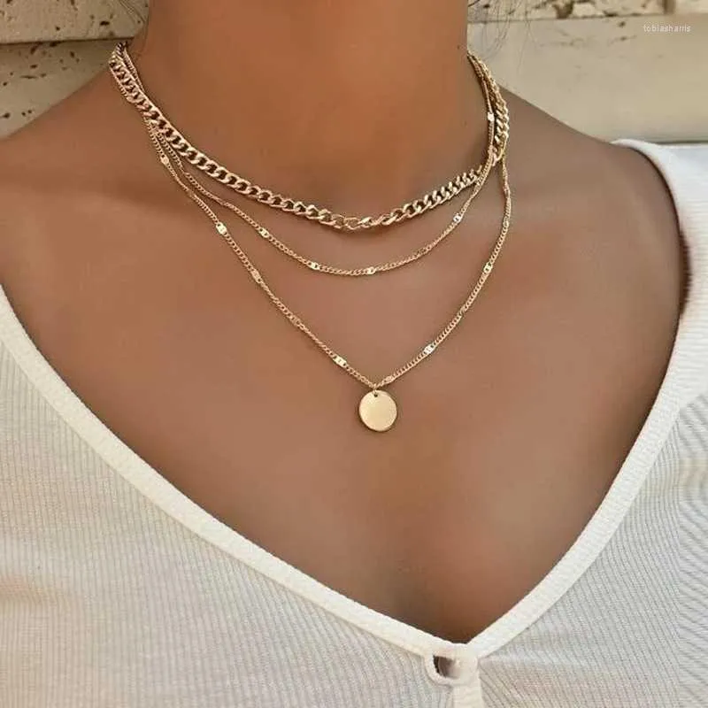 Collana multistrato vintage oro con pendente per donna_voghion.com