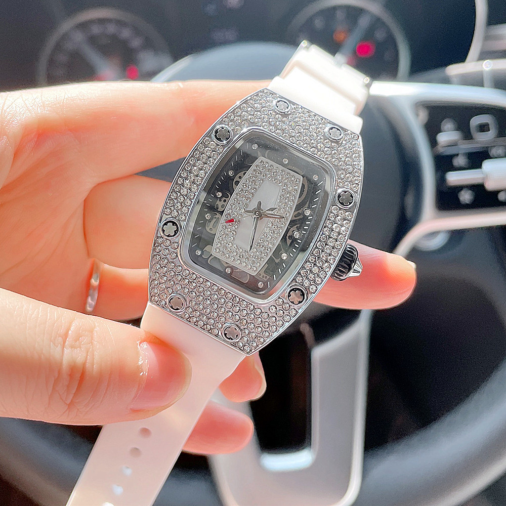 Riicht Moudetrend Nei Damen Wäin Eemer Mikro Nuecht Glühende Voll Diamant Silikonband Waasserdicht Quartz Auer_voghion.com