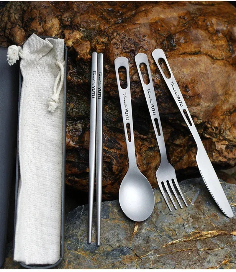 Pure Tableware - Juego de cuchillos y tenedores portátiles para viajes y acampadas (240910)_voghion.com