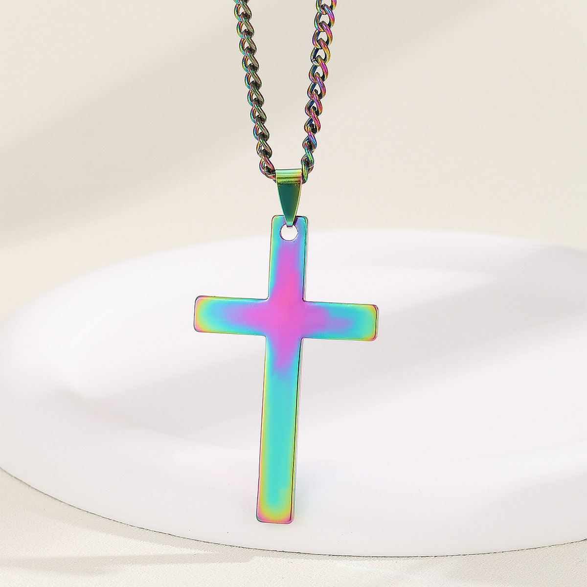 Collana con ciondolo in acciaio al titanio da uomo con croce in acciaio inossidabile Kayi New_voghion.com