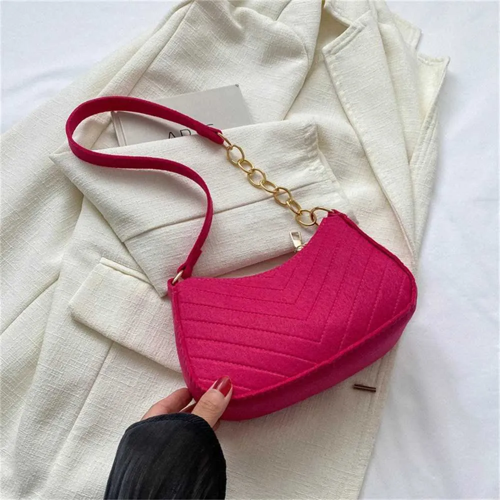 Designertaske Ny dame retro Gerie ensfarvet skuldertaske afslappet pung, enkel og moderigtig krydsformet taske_voghion.com