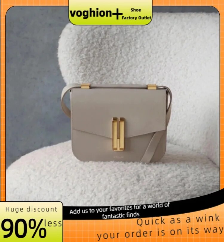 Demellier Britisches Nischendesign, Leder, Premium-Textur, Tofu, kleine quadratische Umhängetasche für Damen mit einer Schulter_voghion.com