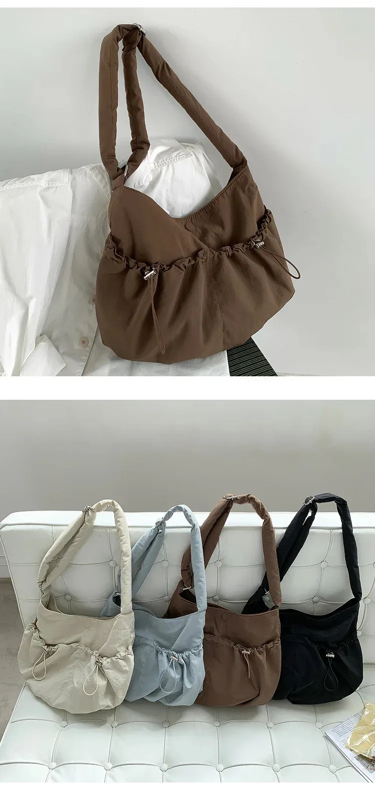 Damen Cloud Bag Nylon Schultertasche Umhängetasche Modern_voghion.com