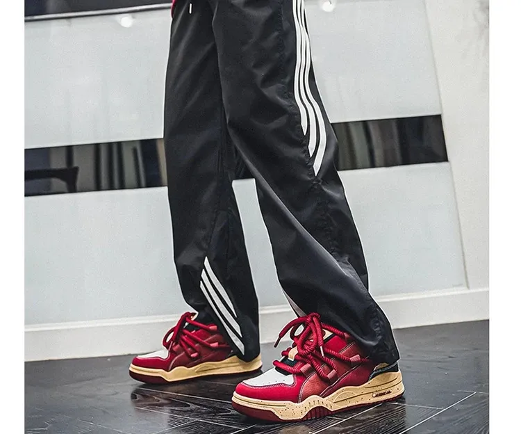 Modne, platformowe, retro, czerwone, uliczne, hip-hopowe buty męskie, trampki do skateboardingu, męskie, niskie, codzienne, sportowe buty sportowe 250310_voghion.com