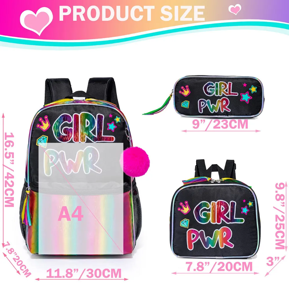 Backpacks Bikab School Bags 3 In 1 Kids Children for Girl 16" Girls Set Bag Water Proof 230803_voghion.com