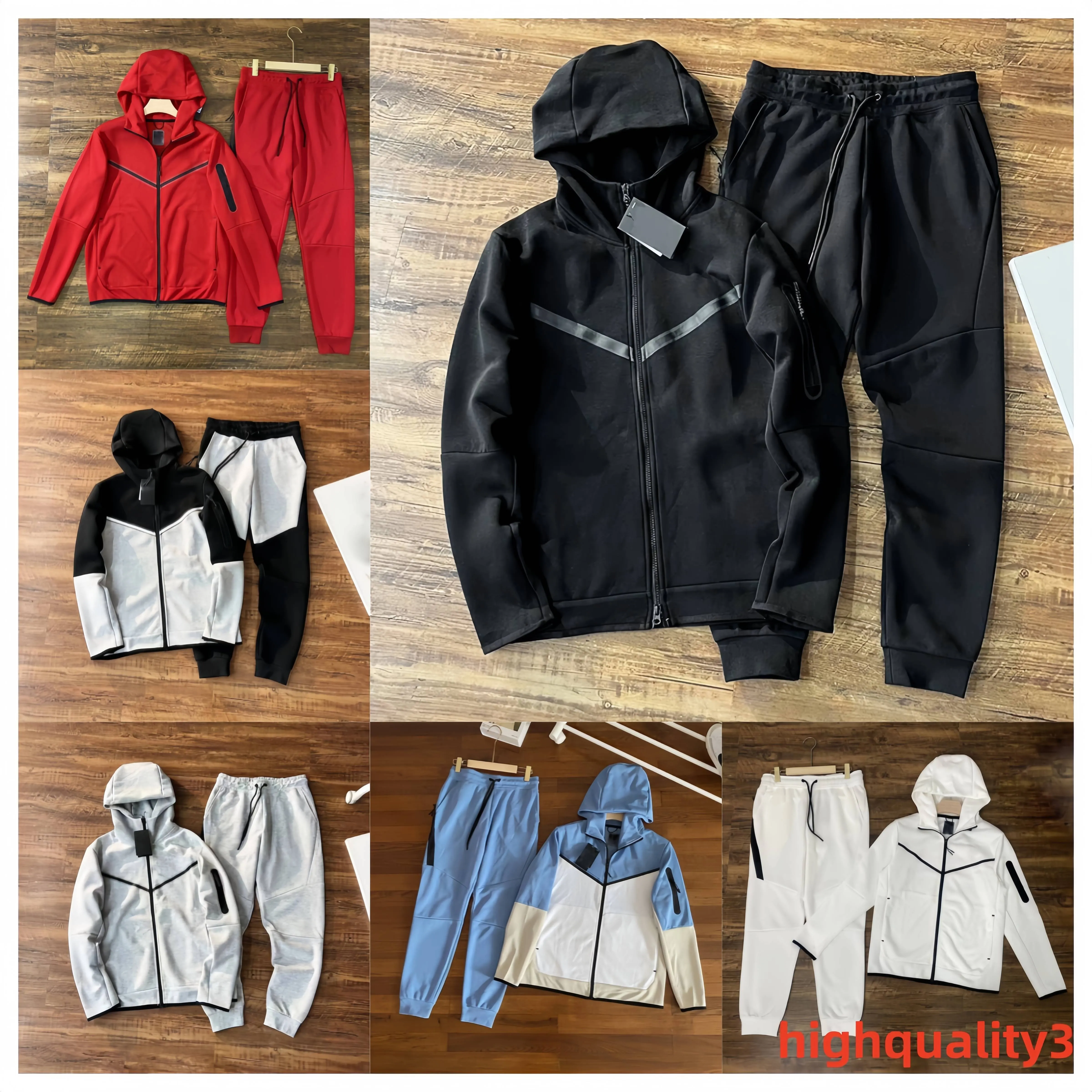 2024 Tech Fleece Hoodies Full Zip Hood Sport Männer Frau Designer Trainingsanzug Hosen Hoodie Klassisch Schwarz Grau Mode Lose_voghion.com