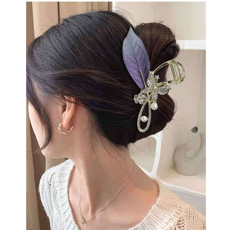 Grandi ciocche di capelli a forma di foglia, fermaglio per capelli a forma di farfalla, fermaglio per capelli di alta qualità a forma di squalo estivo_voghion.com