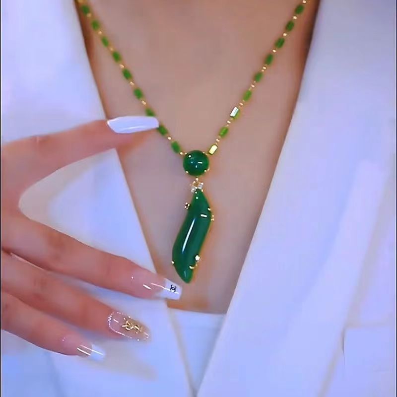 Qixi Festivali için En İyi Şanslı Kelimeler ve Altın Bambu Kadın Moda Yaka Zinciri Hafif Güzellik Kolyesi_voghion.com