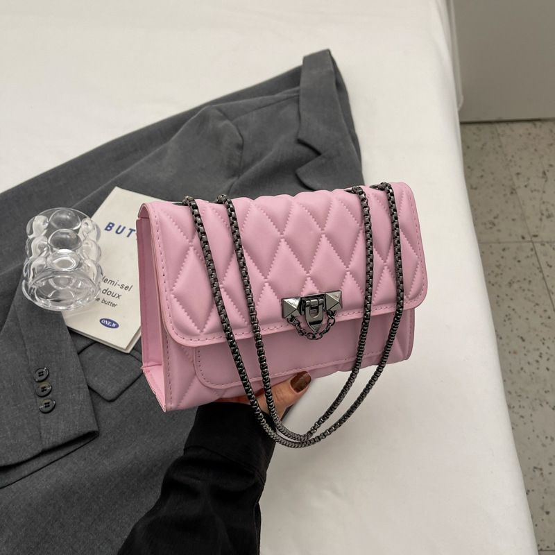 Popular Solid Color Dia Embroidery Thread Retro Chain Messenger Shoulder Small Square Women's Bag_voghion.com