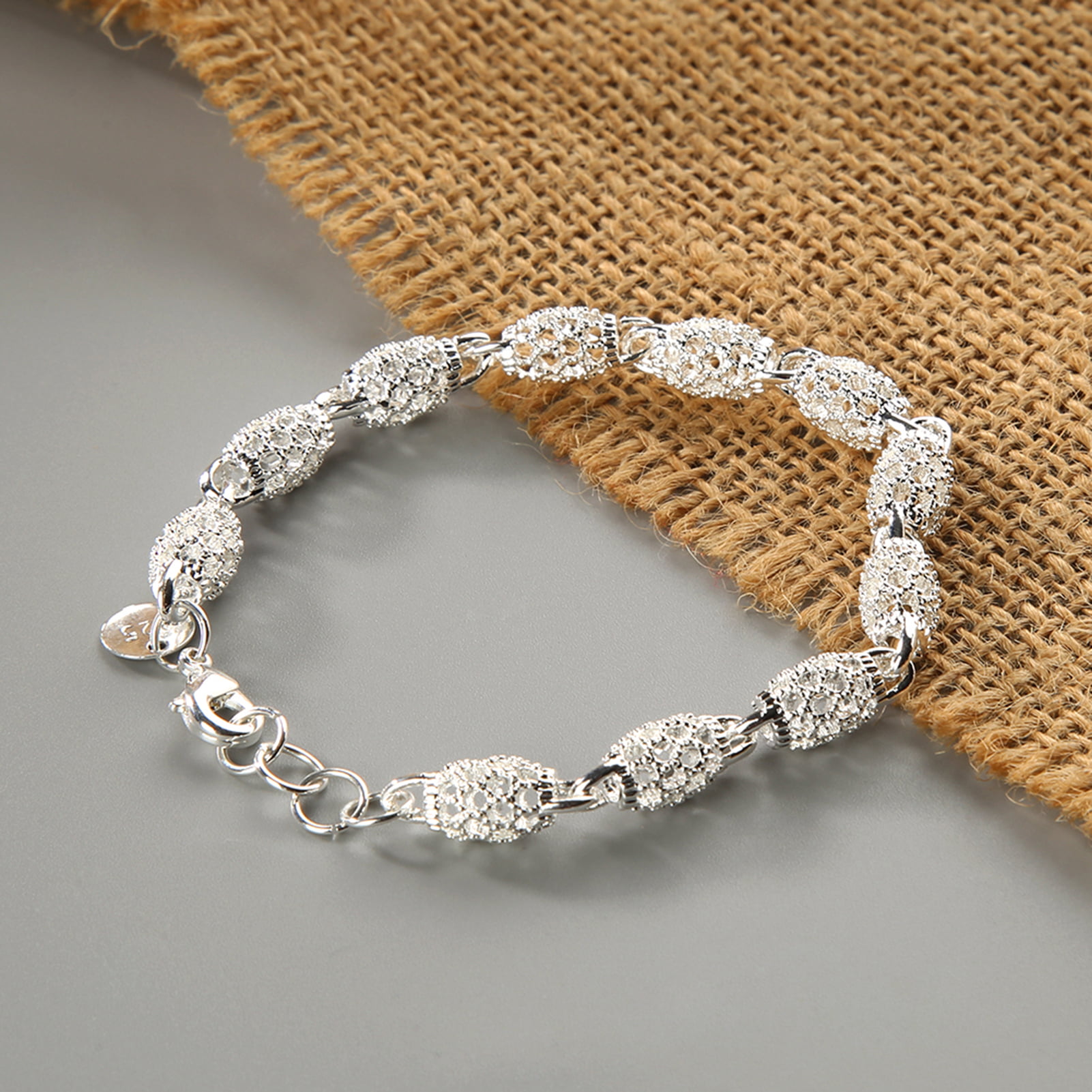 Yesbay – Bracelet à chaîne creuse en argent Sterling pour femmes, breloque de poignet, fermoir, cadeau_voghion.com