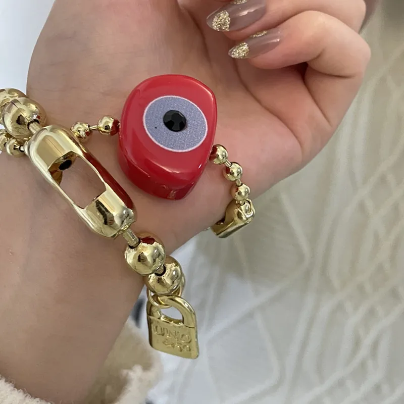 Braccialetto in metallo esagerato con ciondolo a forma di lucchetto in oro, accessori per gioielli di tendenza alla moda per le donne_voghion.com