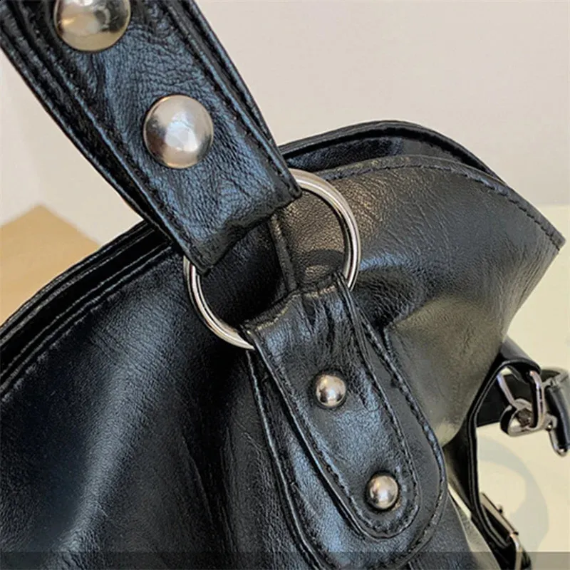 Grandi borse a tracolla nere da donna, grandi dimensioni, casual, tote bag di qualità in pelle PU, hobo, borsa a tracolla, da viaggio, da donna_voghion.com