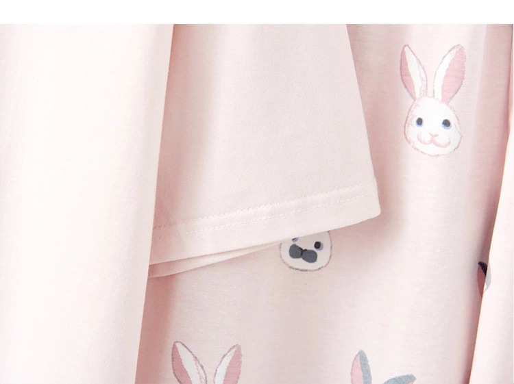 Nachtwäsche für Damen Pyjama für Damen, kurzärmelige Hose mit Cartoon-Katze und Kaninchen-Motiv, Heimanzug_voghion.com