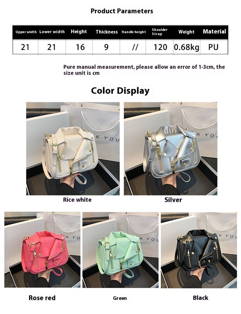 2024 Neue modische personalisierte Tasche für Damen Nischenmode-Design Jacke Reißverschluss Coole Umhängetasche mit_voghion.com