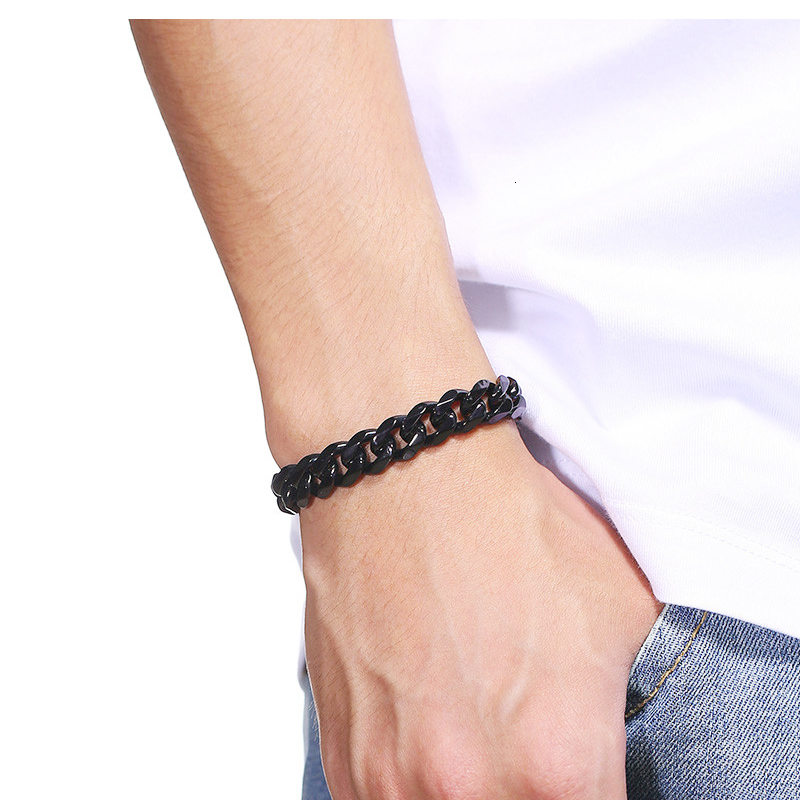 Moda uomo in acciaio inossidabile cordolo braccialetto a catena cubana braccialetto da donna a portata di mano per coppia unisex polso mano gioielli regalo festa_voghion.com