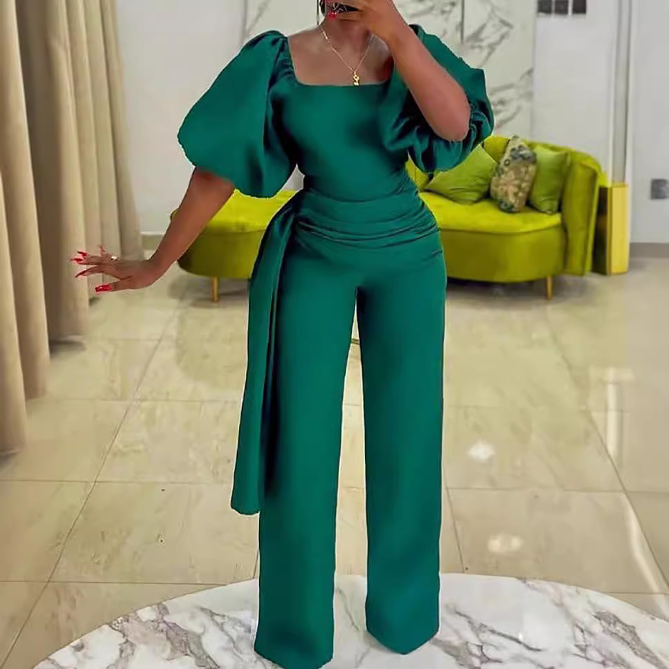 D128T Women's 2024 Summer High Waist Elegant Large Size jumpsuit