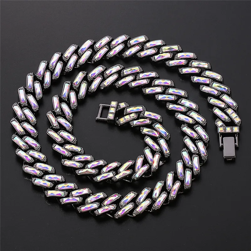 Iced Out Cuban Link Chain Necklace For Men Gold And Silver Colour_voghion.com