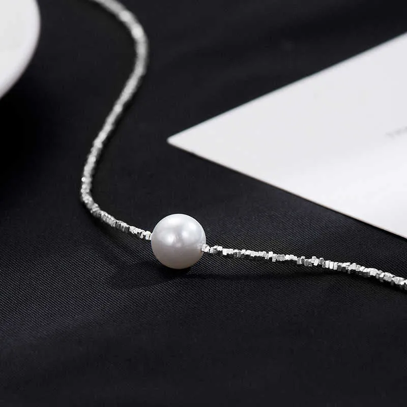 Irregular Beads Chain Women Jewelry Elegant Sterling Sier Pearl Charm Necklace_voghion.com
