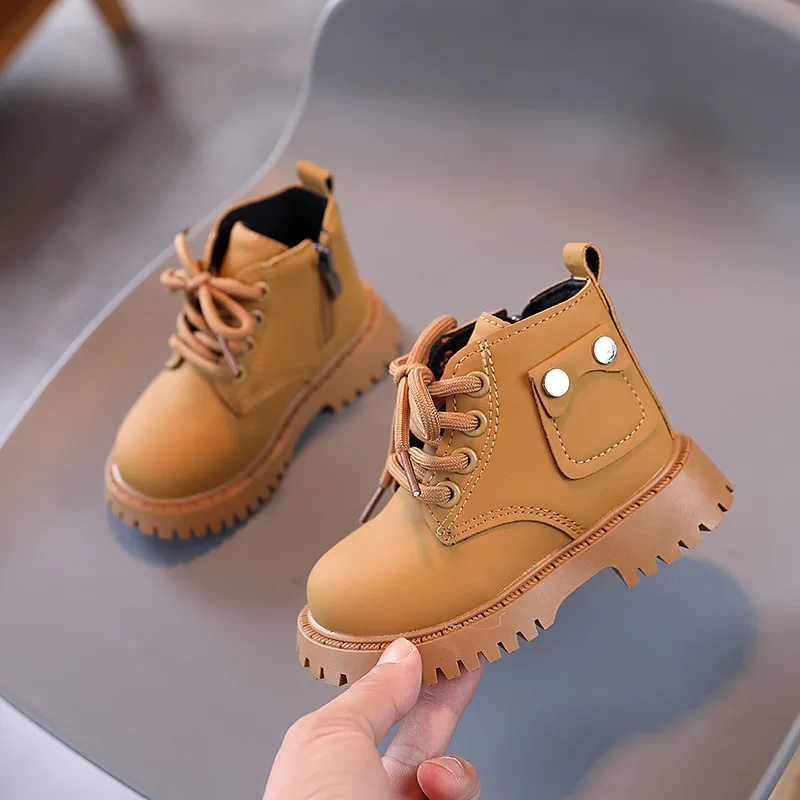 Bambini PU Pelle Moda Inverno Bambini Ragazzi Ragazze Antiscivolo Bambini Piccoli Stivali da Neve Corti Littlesprouts Taglie 21 - 30_voghion.com