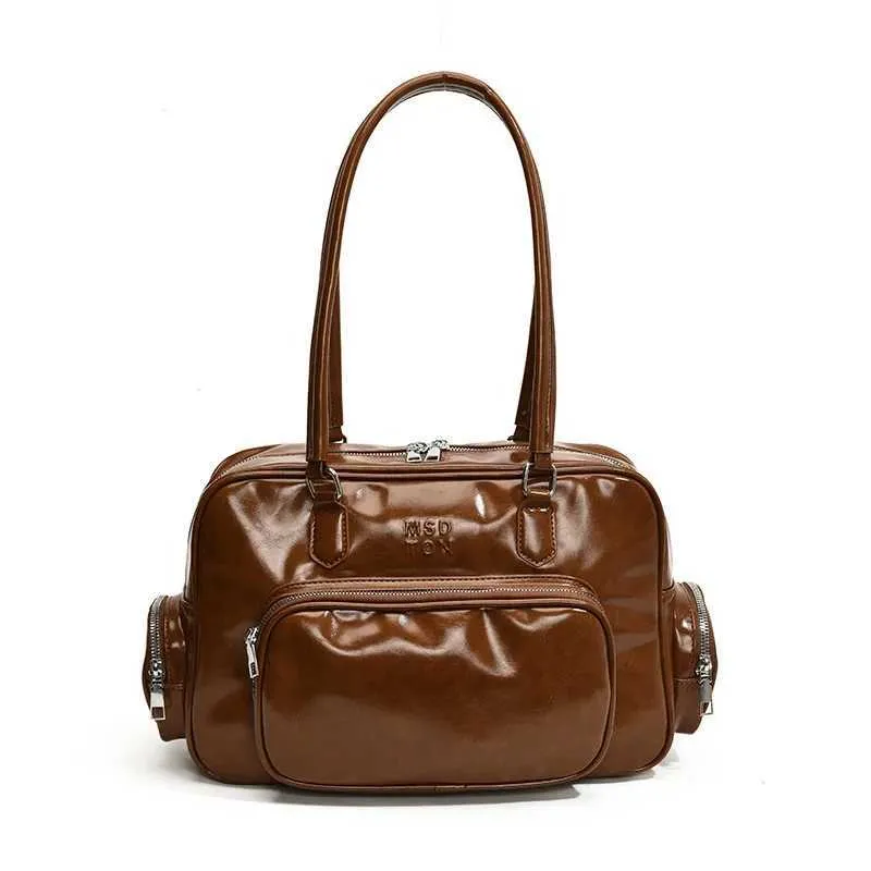 Borsa a tracolla da donna retrò, spaziosa, con fiocco, tote, sottobraccio, hobo, multitasche, in pelle, stile designer C241018_voghion.com