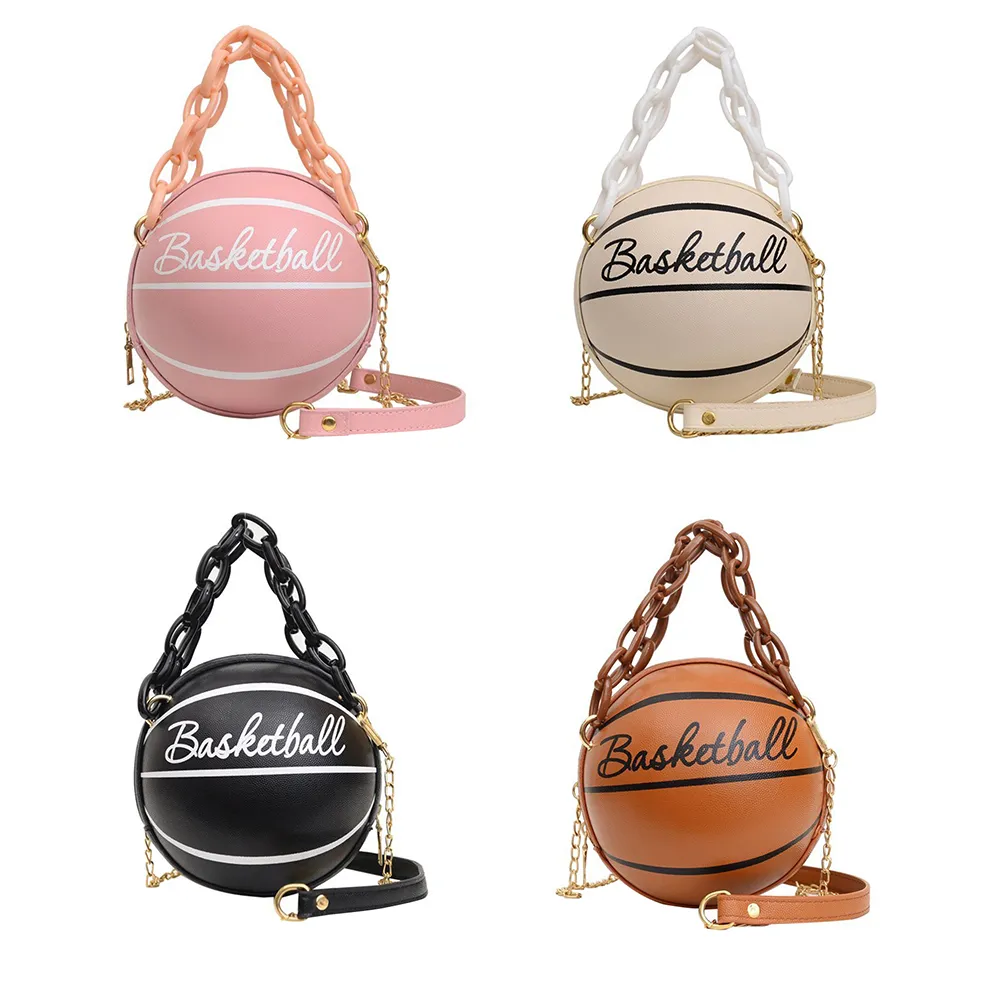 Sac à main vintage en PU pour femme, motif ballon de football, basket-ball, bandoulière sphérique, sacoche_voghion.com