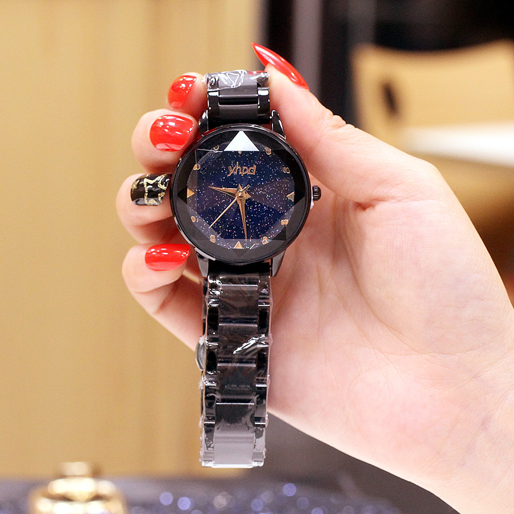 Orologio da marea impermeabile al quarzo con cinturino in acciaio con cielo stellato personalizzato alla moda 2024 delle nuove donne_voghion.com