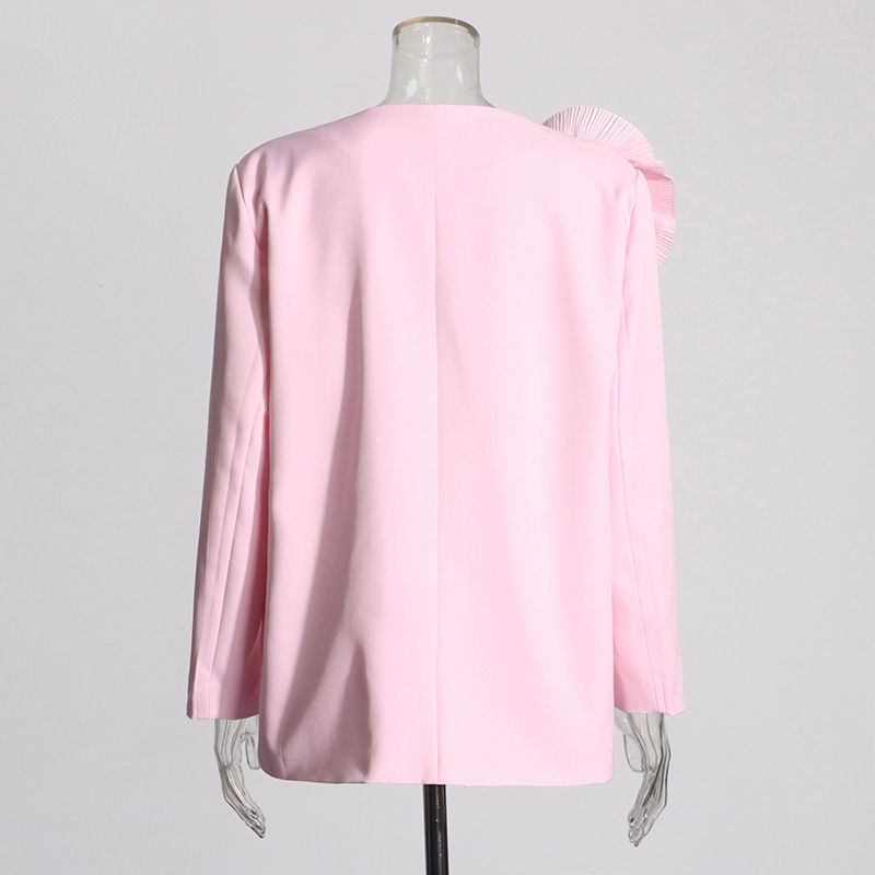 Women's Clothing Temperamental commuting one button V neck 2024 new design sense splicing three dimensional large plate_voghion.com