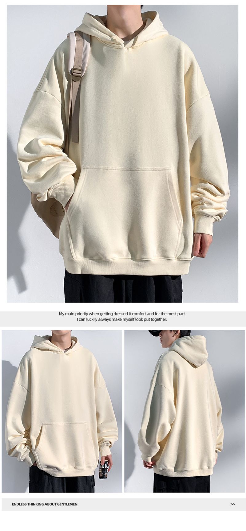 Herbst Kapuzenpullover mit langen Ärmeln, lockere Ins, trendige Marke, lässiger Rundhalspullover, Basishemd, einfarbiges_voghion.com