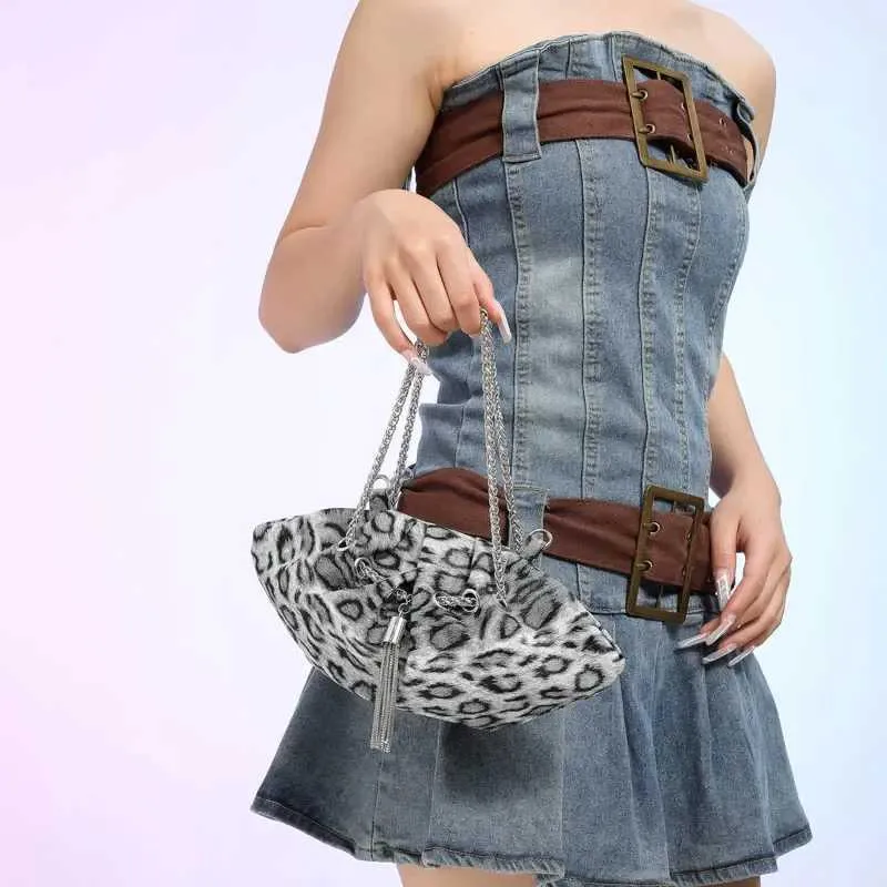 Borsa a tracolla a catena versatile per le donne, borsa a tracolla dal design speciale, borsa casual con motivo leopardato, borsa a mano elegante per ragazze_voghion.com