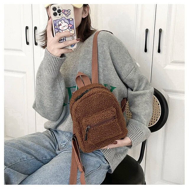 Mode Frauen Mini Rucksack Einfarbig Cord Kleine Rucksäcke Einfach Casual Student Bookbags Reisen Rucksäcke 2022_voghion.com