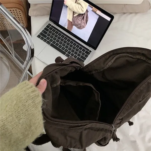 Vintage Backpack For Canvas Women Rucksack Zipper Casual Medium-Capacity Preppy Style Female Bag_voghion.com