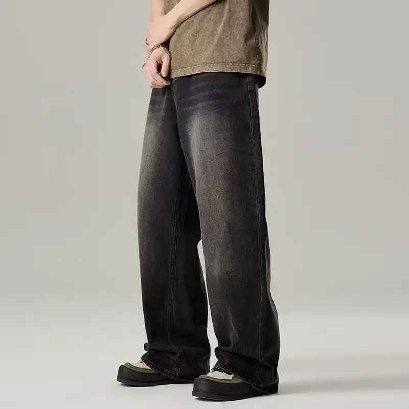 Herren Jeans Im American Vintage Stil Lockere Passform Weites Bein_voghion.com