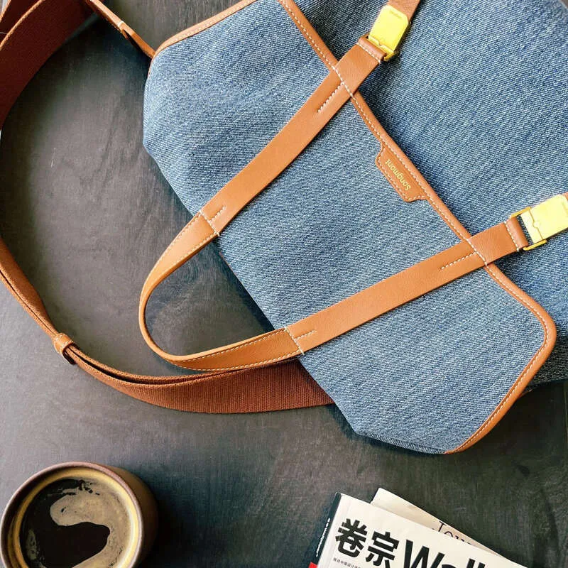 Large Denim Commuting Handbag Backpack Crossbody Bag For Women_voghion.com