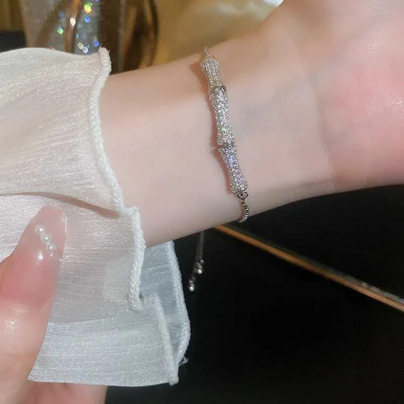 Rhinestone Crystal Bracelet Bamboo Joint Bangle For Wedding Jewelry_voghion.com