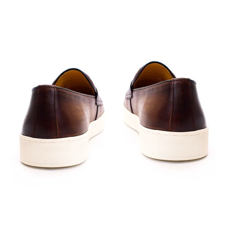 Men's double buckle casual genuine leather loafers men's comfortable flat shoes daily versatile slip on_voghion.com