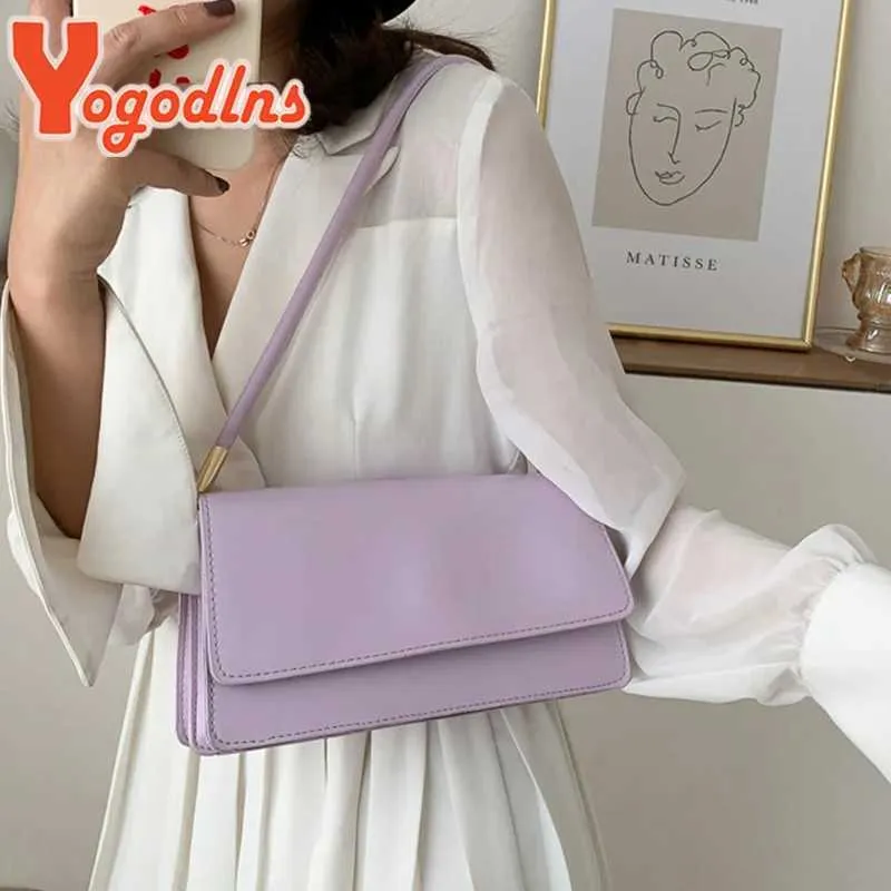 Designer Bag New simple shoulder PU leather armrest solid color womens handbag casual girl small square bag Y241115_voghion.com