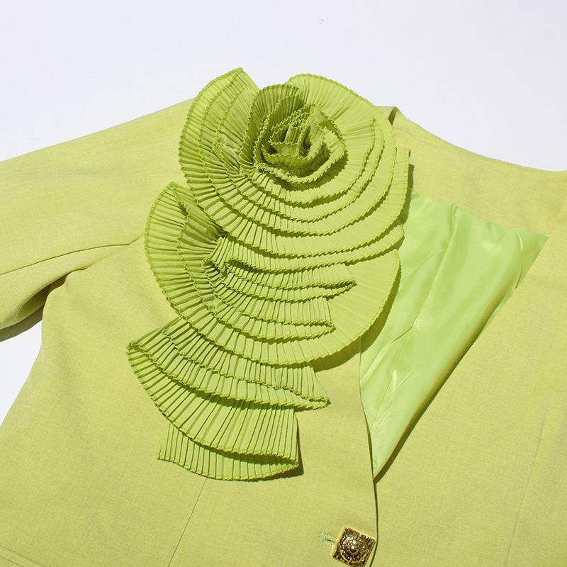 Women's Clothing Temperamental commuting one button V neck 2024 new design sense splicing three dimensional large plate_voghion.com