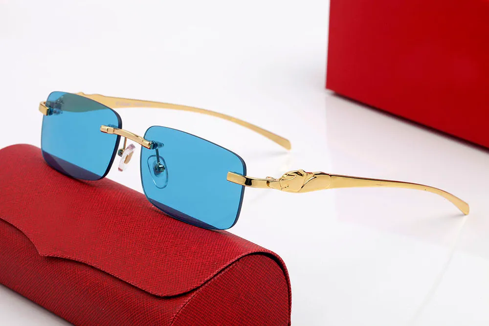 Dizajnerske sunčane naočale s leopard glavom, kvadratne, gradijentne leće, muške i ženske modne naočale, zlatni sier metalni okvir, bez okvira_voghion.com